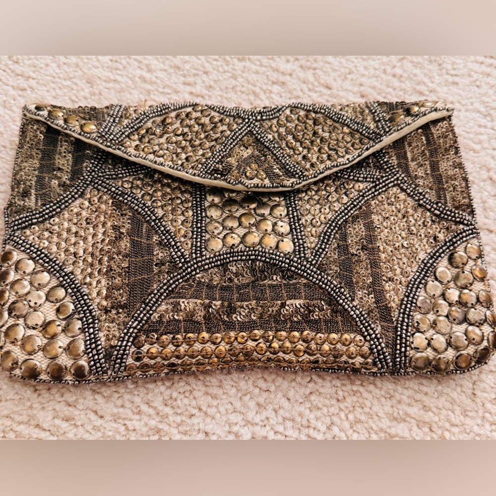 Metallic  beaded clutch